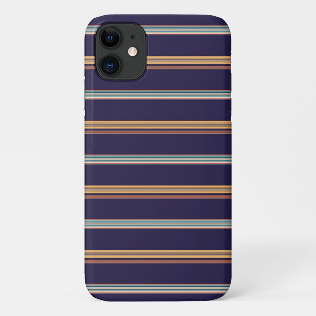Cute retro blue stripes Case-Mate iPhone case (Back)