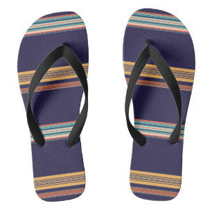 Cute retro blue stripes flip flops