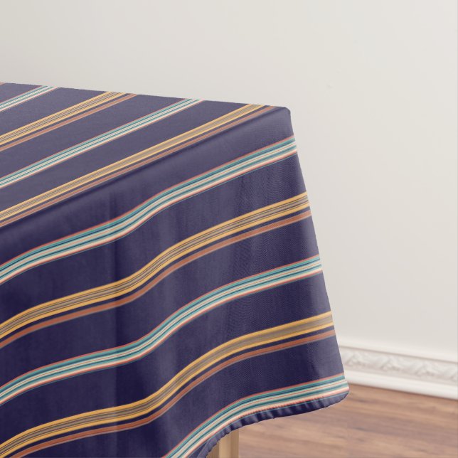 Cute retro blue stripes tablecloth (In Situ)