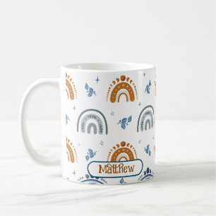 Cute Retro Boho Celestial Pattern Personalised Coffee Mug