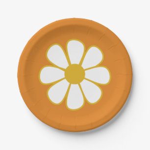 Cute Retro Boho Daisy Flower Paper Plate