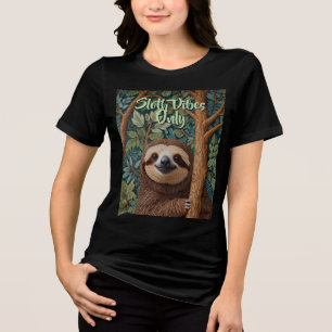 Cute retro boho funny Sloth vibes only Tri-Blend Shirt