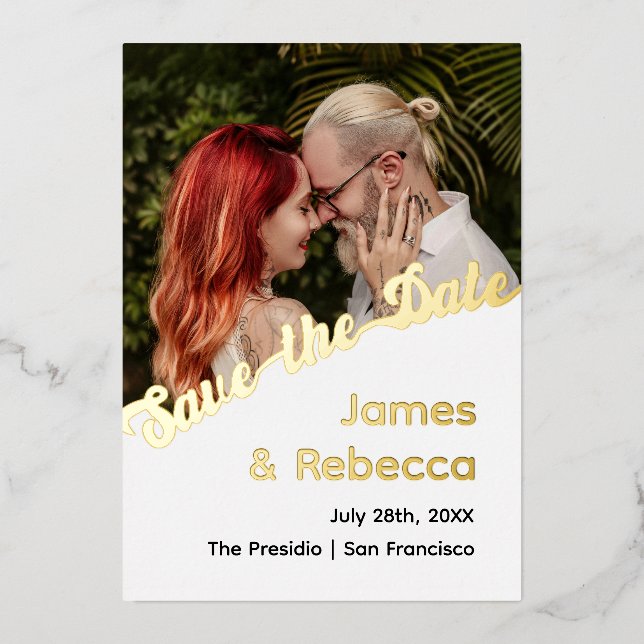 Cute Retro Boho Minimalist Quirky Foil Invitation (Front)