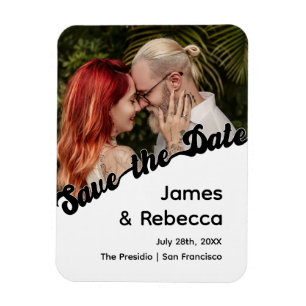 Cute Retro Boho Minimalist Quirky Text & Photo Magnet