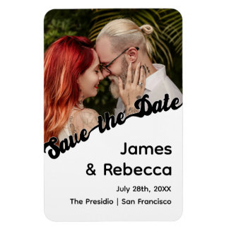 Cute Retro Boho Minimalist Quirky Text & Photo Magnet