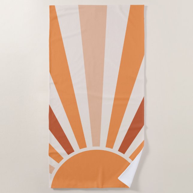 Cute Retro Boho Sunshine Beach Towel (Front)