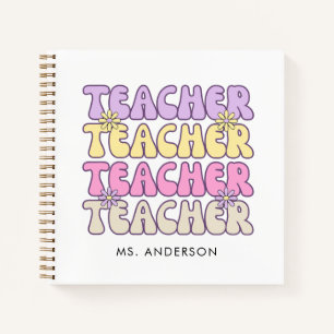 Cute Retro Bold Groovy Teacher Notebook