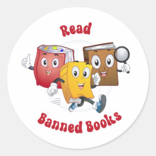 Cute Retro Books - Read Banned Books Classic Round Sticker