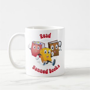 Cute Retro Books - Read Banned Books Coffee Mug