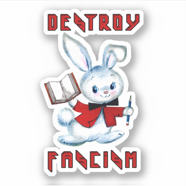 Cute Retro Bunny - Destroy Fascism (Front)
