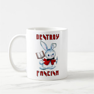 Cute Retro Bunny - Destroy Fascism Coffee Mug