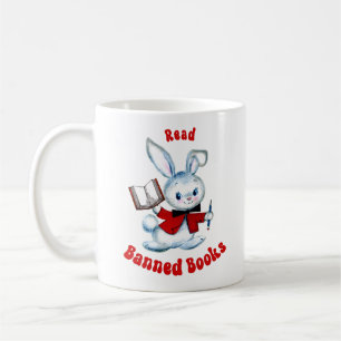 Cute Retro Bunny - Read Banned Books Coffee Mug