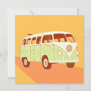 Cute Retro Bus Card, Retro Van Card, Vintage Bus