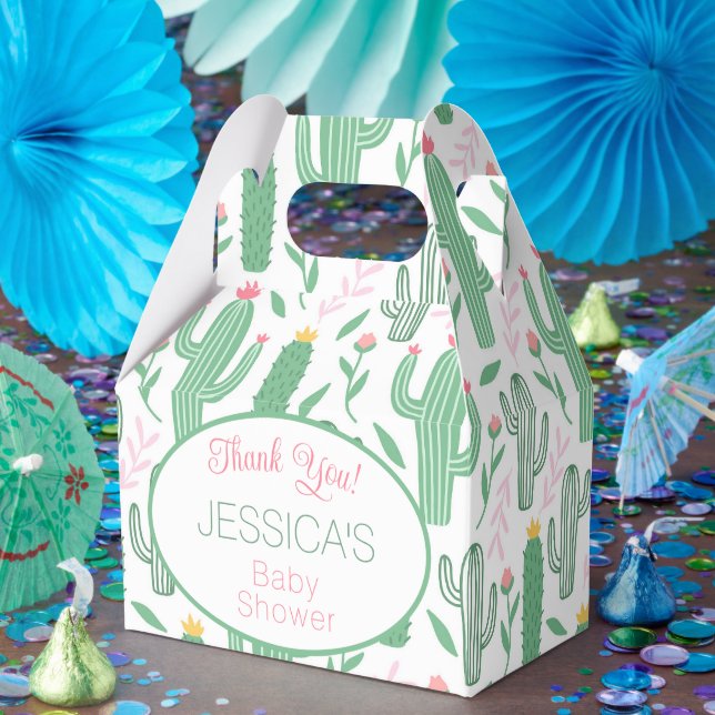 Cute Retro Cactus Succulent Floral Baby Shower   Favour Box (Party)