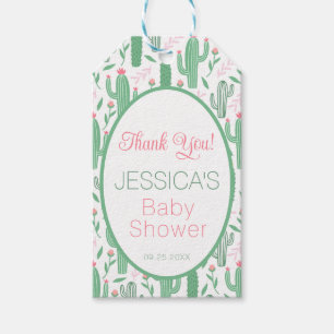 Cute Retro Cactus Succulent Floral Baby Shower   Gift Tags