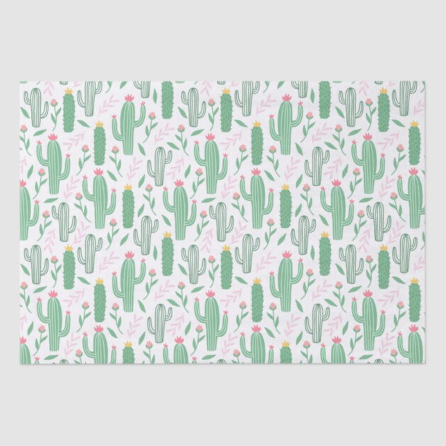 Cute Retro Cactus Succulent Floral Baby Shower Tissue Paper (Front)