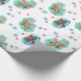 Cute Retro Candy Cane Christmas Wrapping Paper