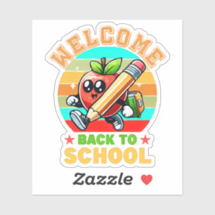Cute Retro Cartoon Apple   Welcome Back To School 