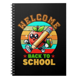 Cute Retro Cartoon Apple Welcome Back To School Notebook