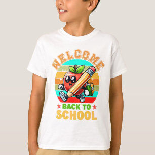 Cute Retro Cartoon Apple Welcome Back To School T-Shirt
