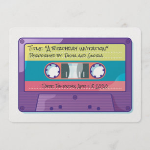 Cute retro cassette tape invitation