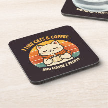 Cute Retro Cat & Coffee Lover Vintage 70s Cozy 