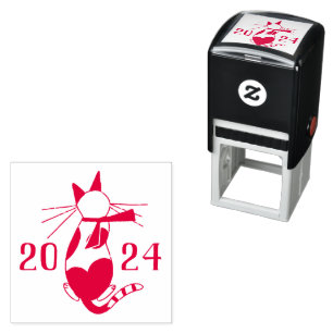 Cute retro cat lover Christmas Self-inking Stamp