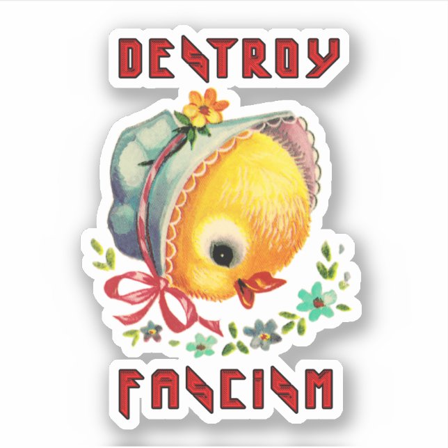 Cute Retro Chick - Destroy Fascism (Front)