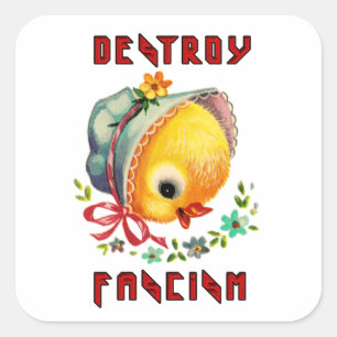 Cute Retro Chick - Destroy Fascism Square Sticker