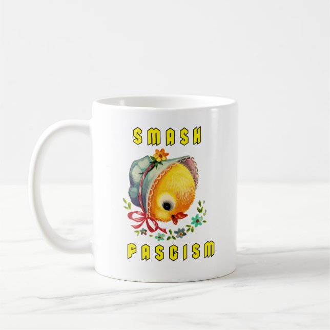 Cute Retro Chick - Smash Fascism Coffee Mug (Left)