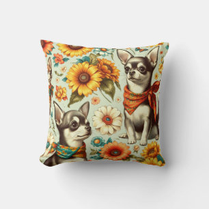 Cute Retro Chihuahua Illustration Cushion