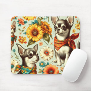 Cute Retro Chihuahua Illustration Mouse Mat
