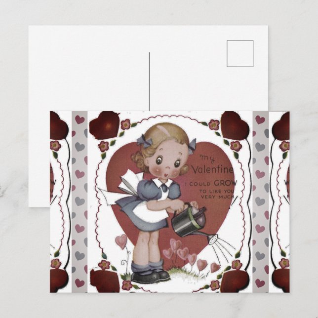 Cute Retro Child Gardener Vintage Art Holiday Postcard (Front/Back)