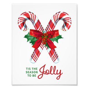 Cute Retro Christmas Candy Cane Wall Art