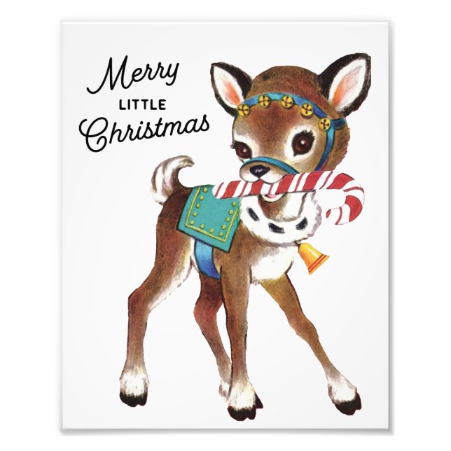 Cute Retro Christmas Deer Wall Art (Front)