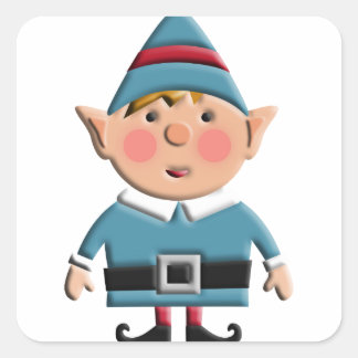 Cute Retro Christmas Elf Square Sticker