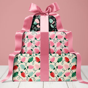 Cute Retro Christmas Lights Wrapping Paper Sheet