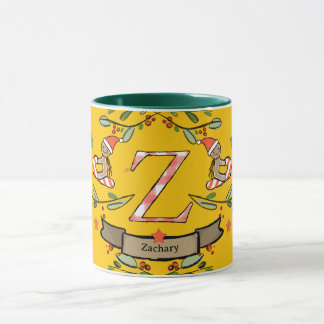 Cute Retro Christmas Monogram "Z" with name Mug