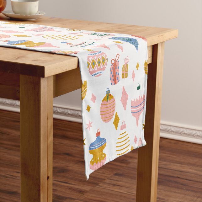 Cute Retro Christmas ornaments  Short Table Runner (In Situ)