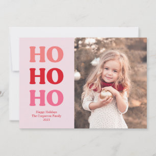 Cute Retro Christmas   Pink and Red Holiday Card