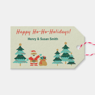Cute Retro Christmas Santa customisable hanging Gi Gift Tags