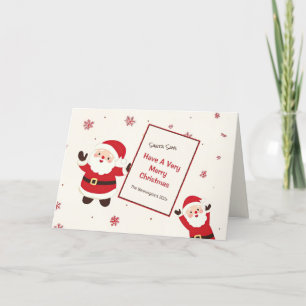 Cute Retro Christmas Santa Folded Holiday Card