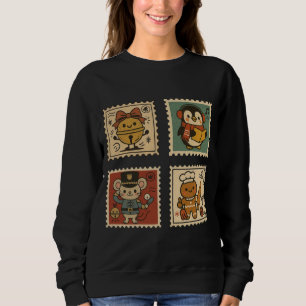 Cute Retro Christmas Stamp Collage Women’s  Sweatshirt