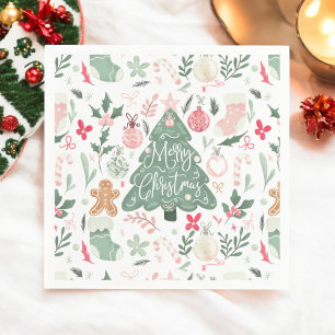 Cute retro Christmas things Illustration Pattern Napkin