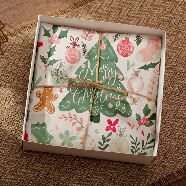 Cute retro Christmas things Illustration Pattern Tissue Paper (Cute retro Christmas things Illustration Pattern Tissue Paper)