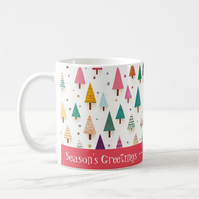 Cute Retro Christmas Trees  Coffee Mug (Left)