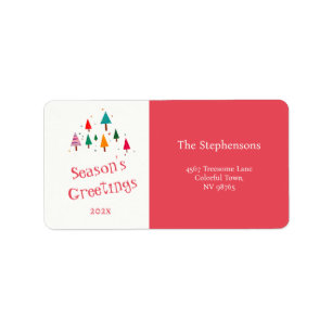 Cute Retro Christmas Trees Return Address Label
