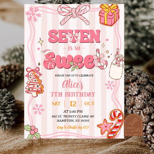Cute Retro Christmas Winter Seven is So Sweet Invitation