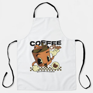 Cute Retro Coffee Cup Character – Coffee Shop Apron