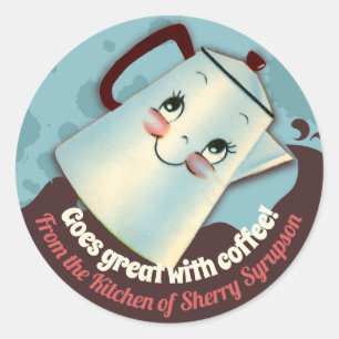 Cute retro coffee pot from the kitchen of sticker